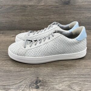 P448 Men's John Sneaker Grey Snake Embossed Leather Low Top Size 40 US 8